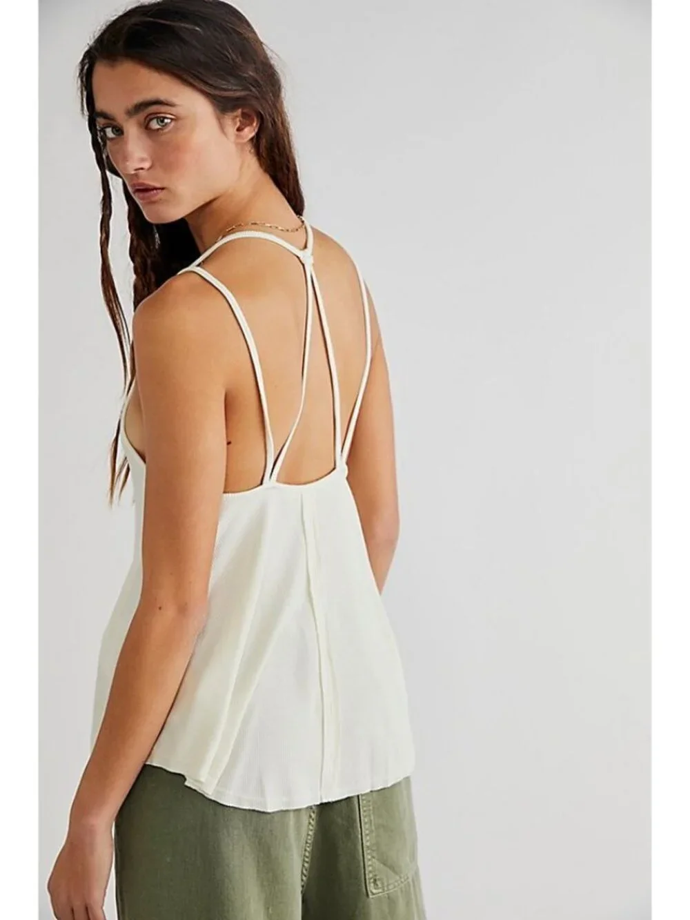 Free People Yellow Strappy Fit V-Neck Relaxed Tank Top Women's Size X-Small XS